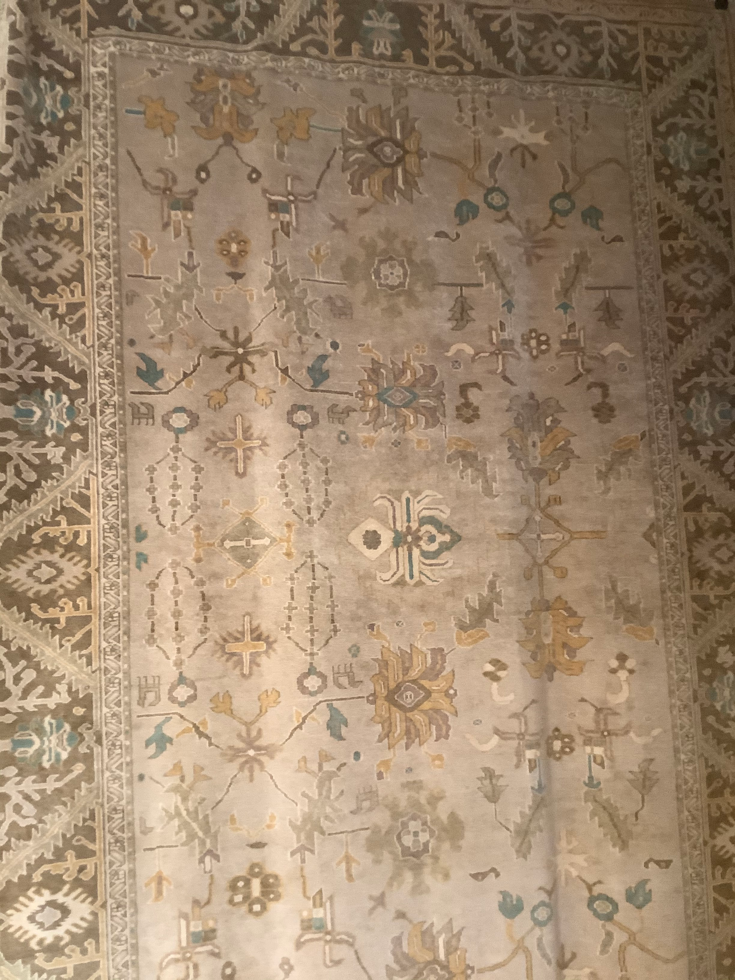 Hand-Knotted Oushak Turkish Rug