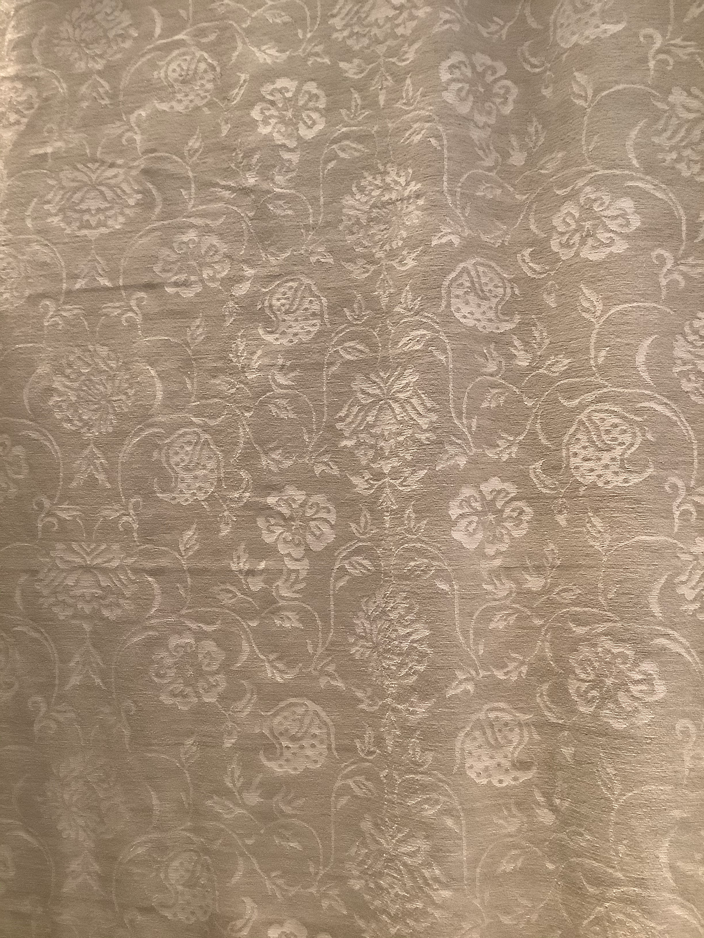 Scroll White Pepper Silk and Wool Tibetan Rug