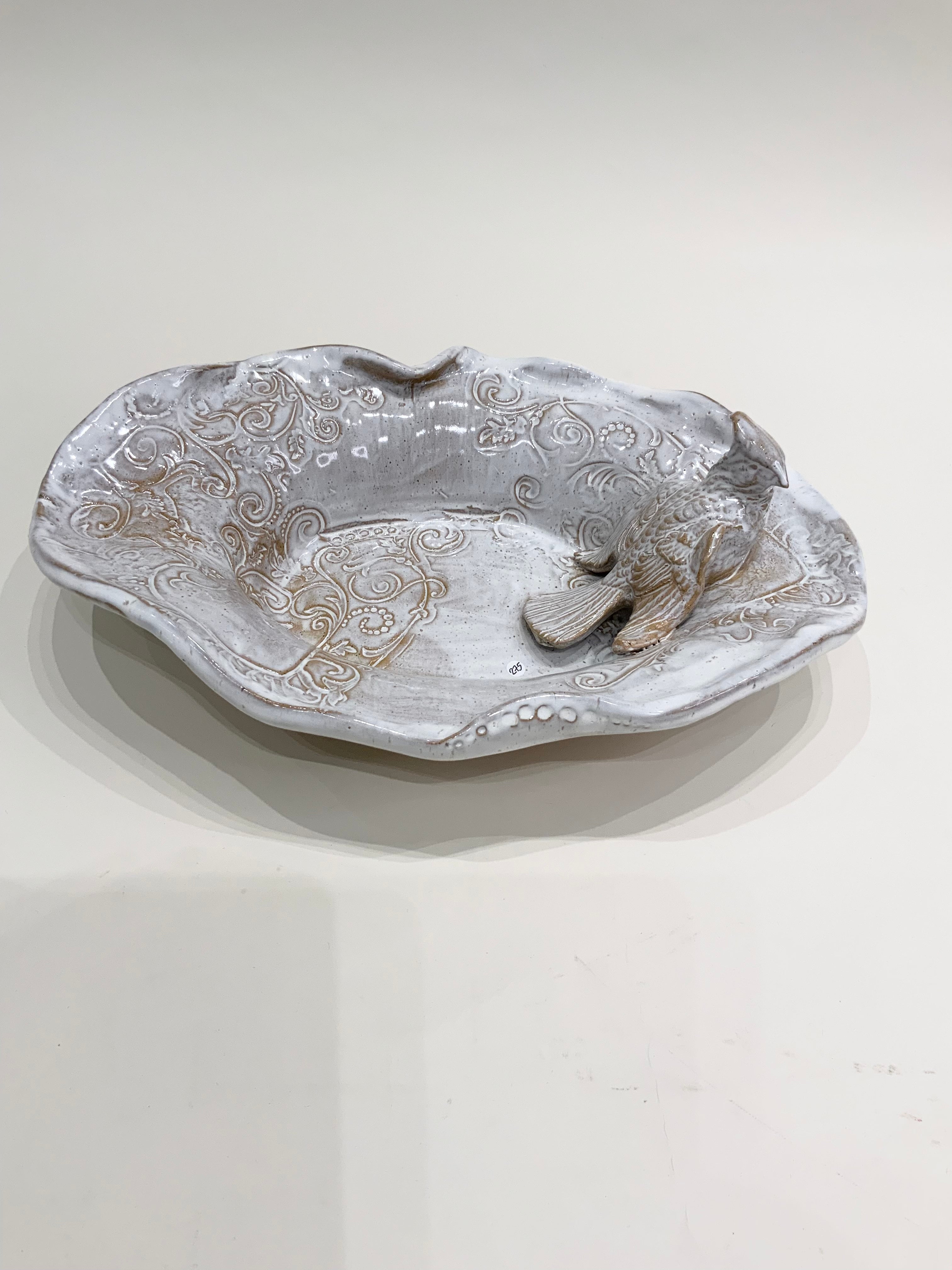 Handmade White Glazed Cardinal Bowl