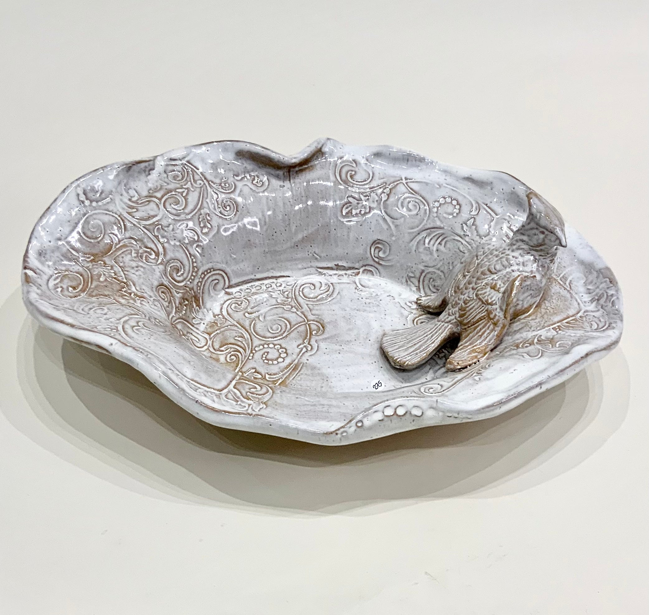 Handmade White Glazed Cardinal Bowl