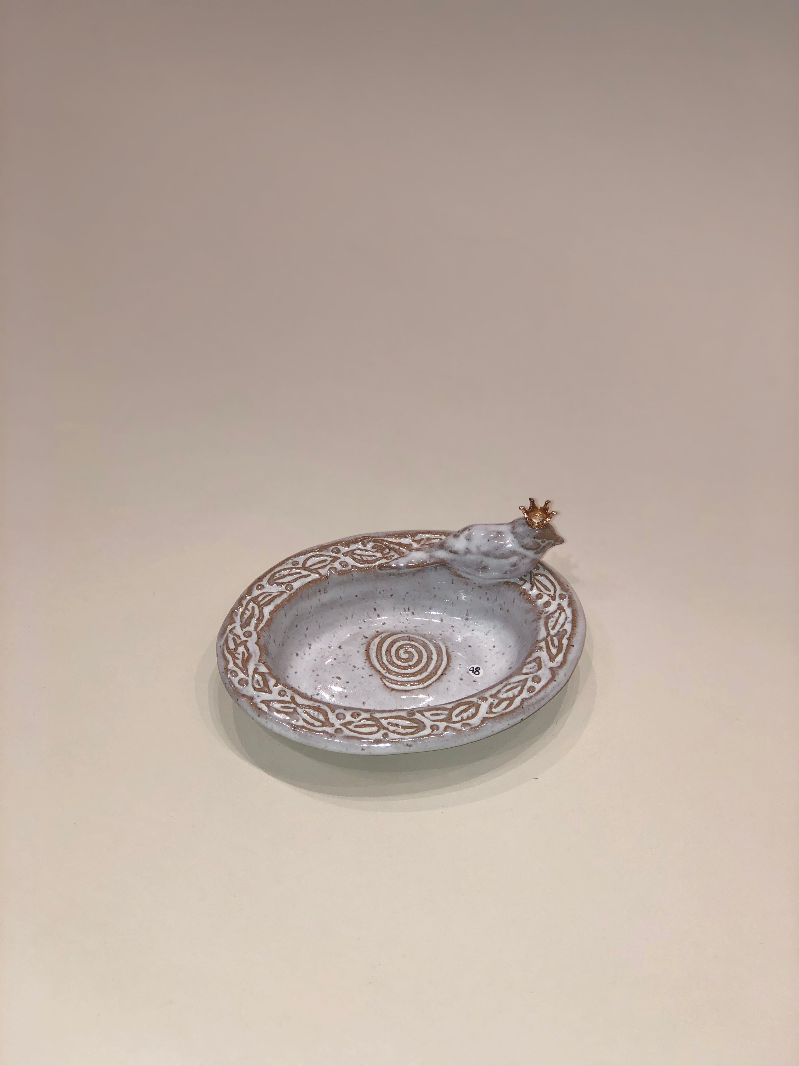 Small Oval Bird Dish With Crown