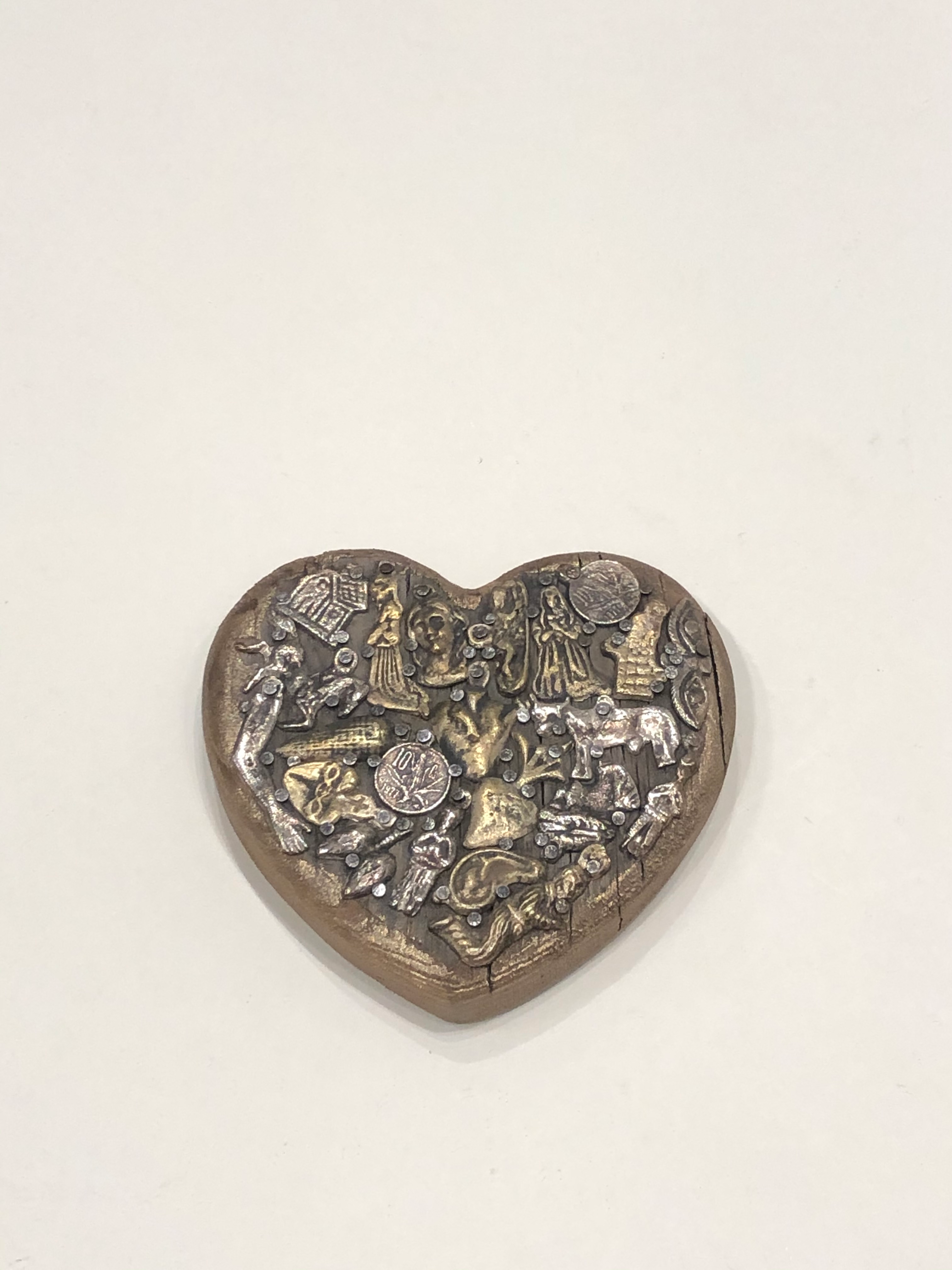 John Hodge Wooden Heart with Metal Icons