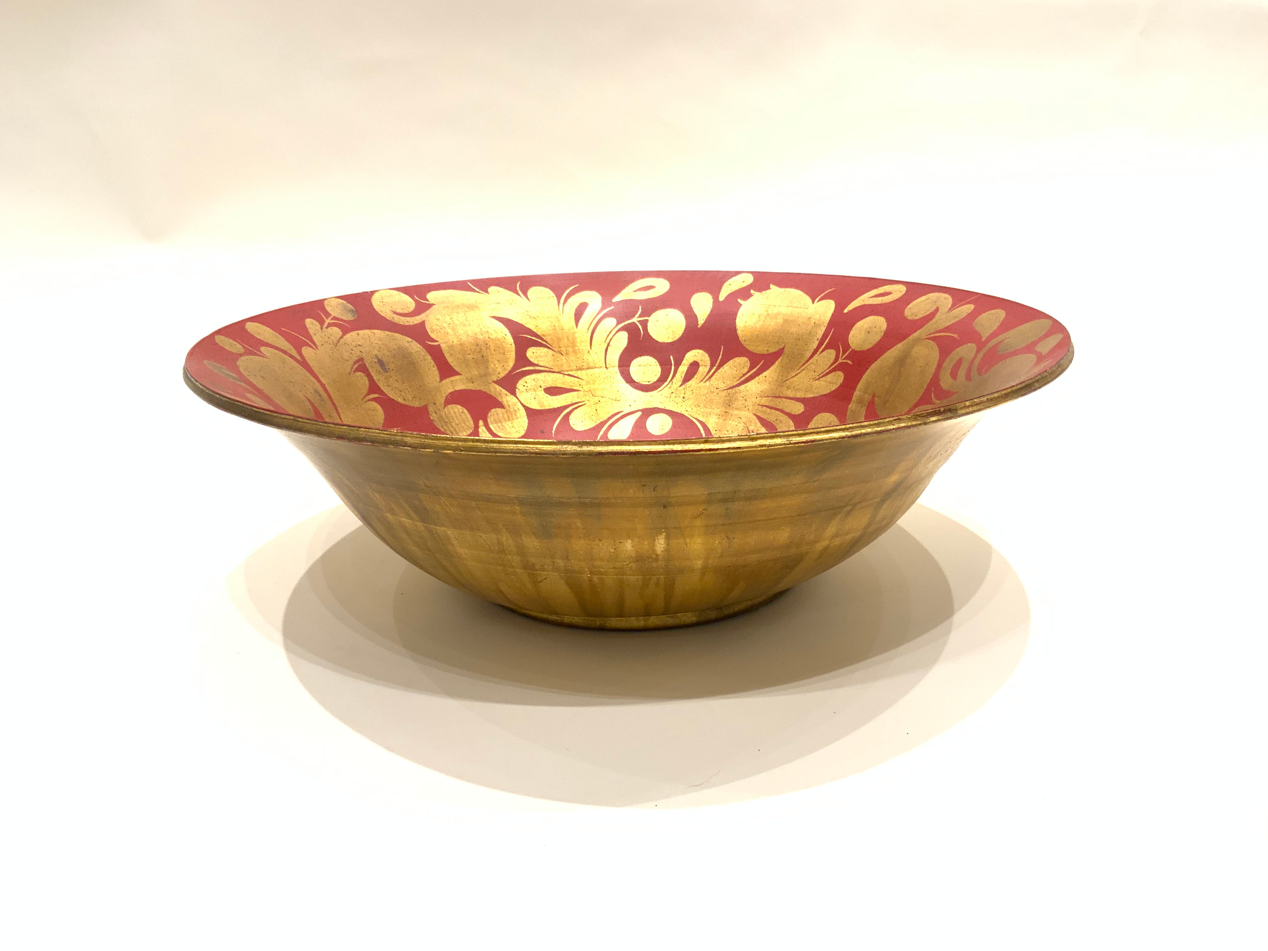 Burts Cason Handmade Red & Gold Bowl