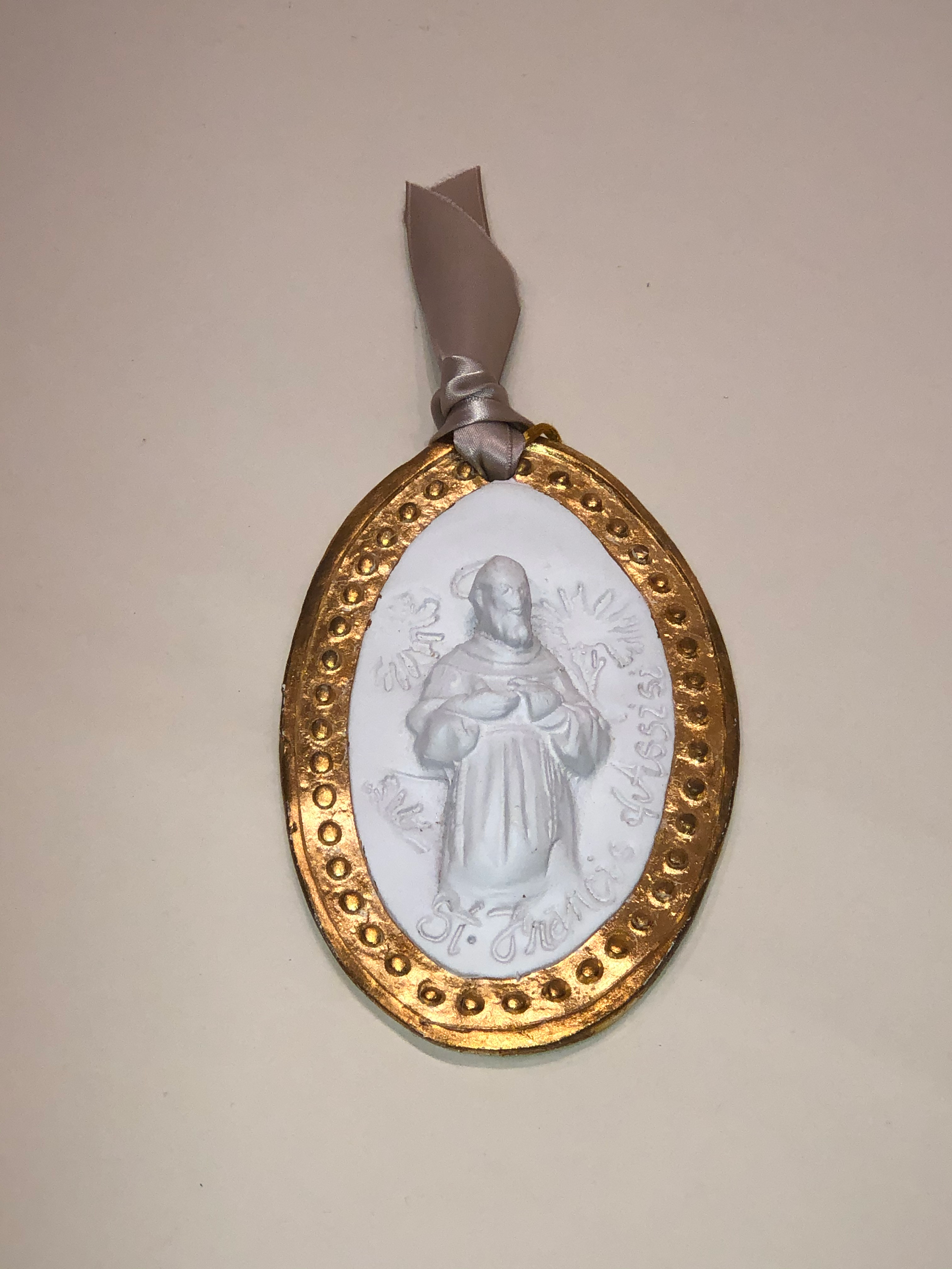 Saint Francis Plaque with Gold Trim