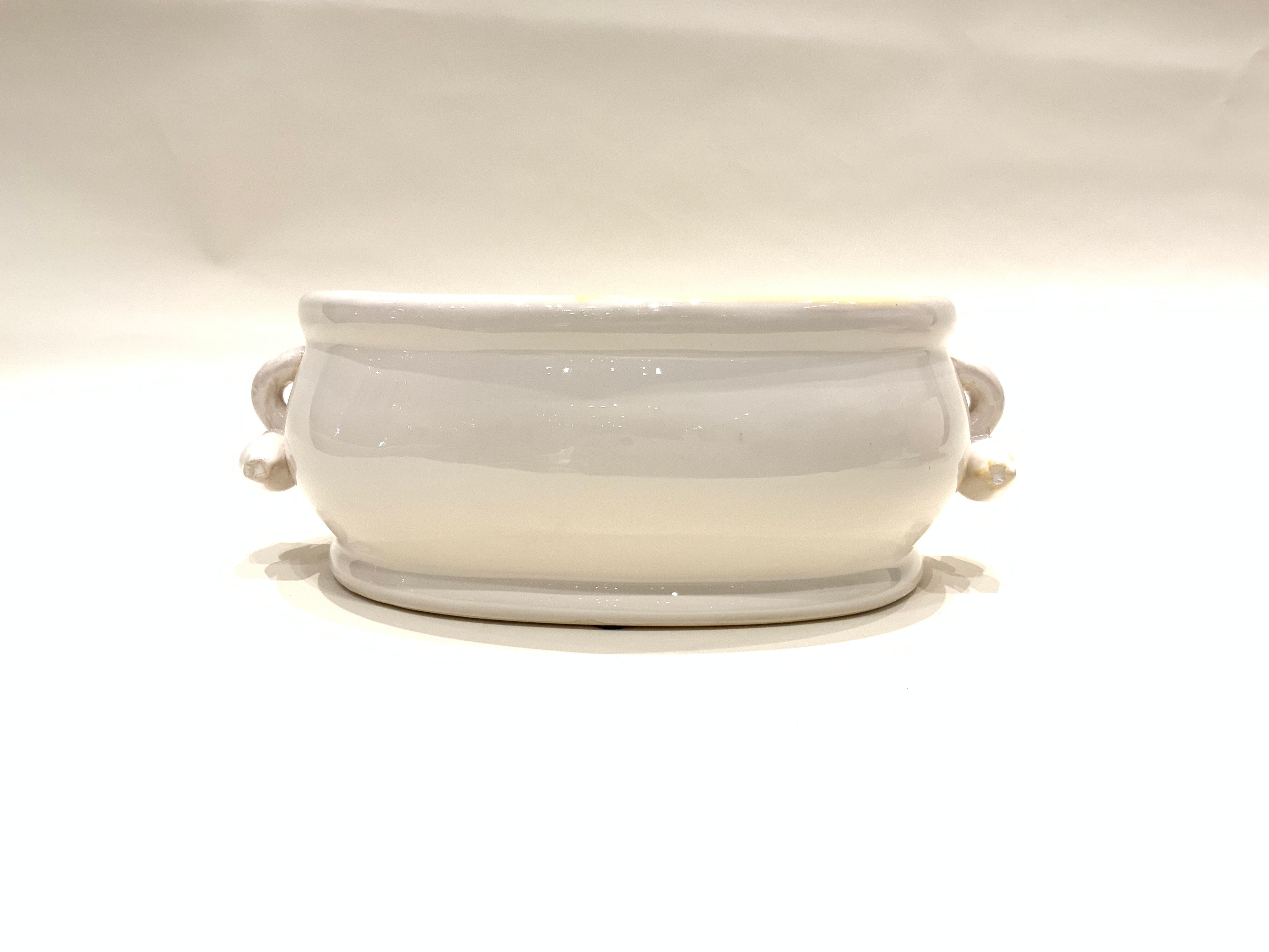 White Glazed Bowl with Handles