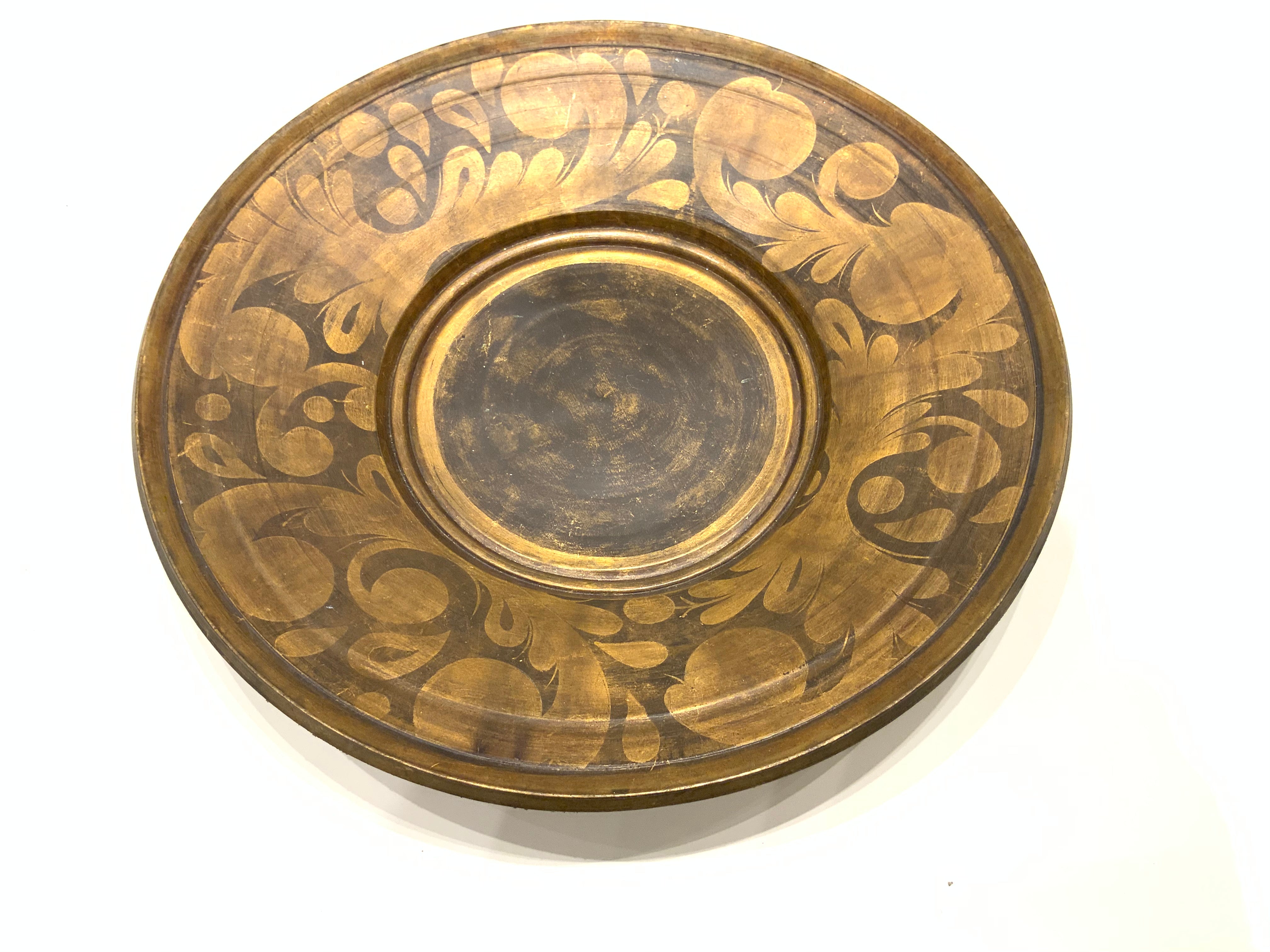 Burts Cason Handmade Louisiana Pottery Gold & Charcoal Platter