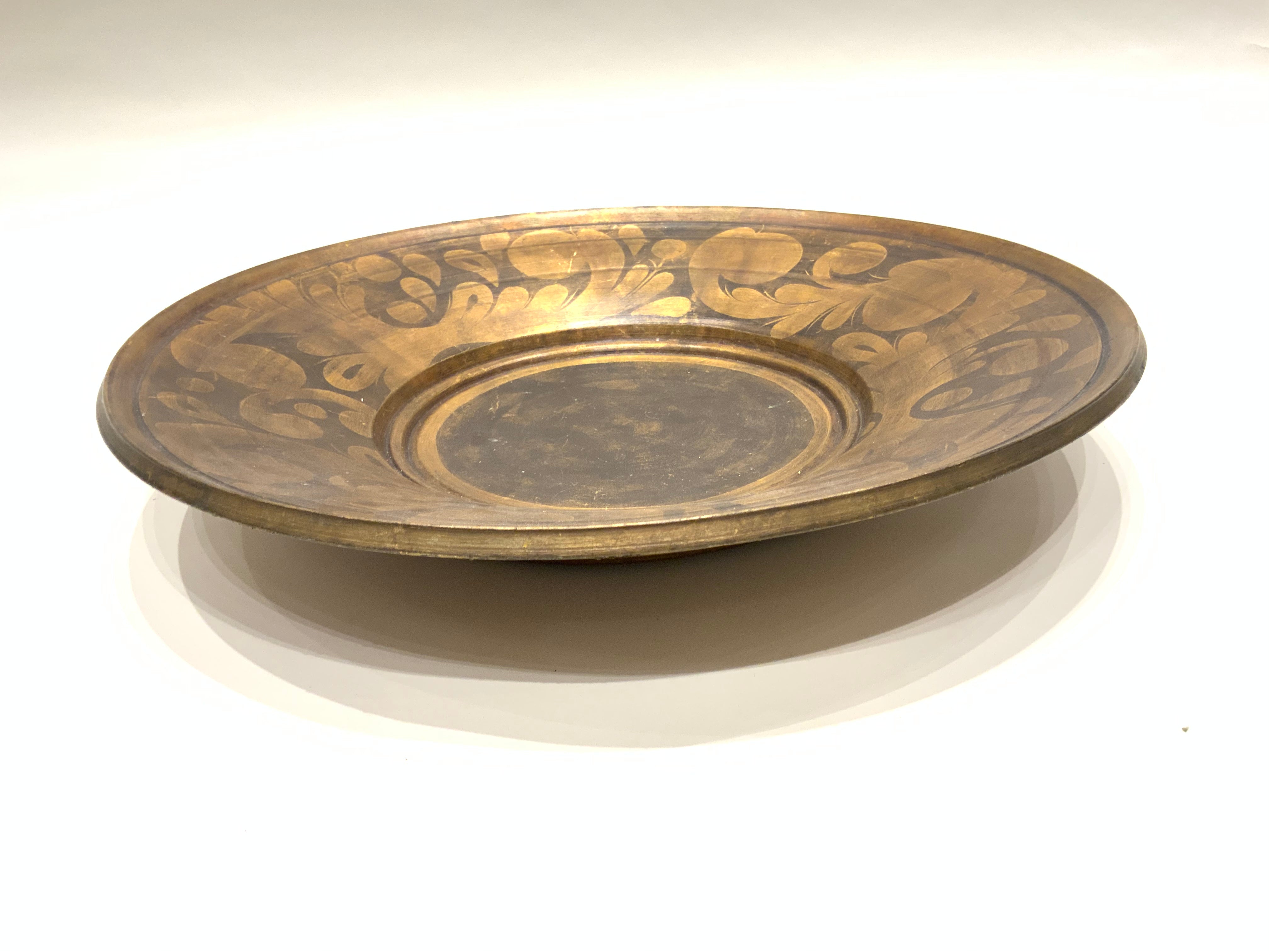 Burts Cason Handmade Louisiana Pottery Gold & Charcoal Platter