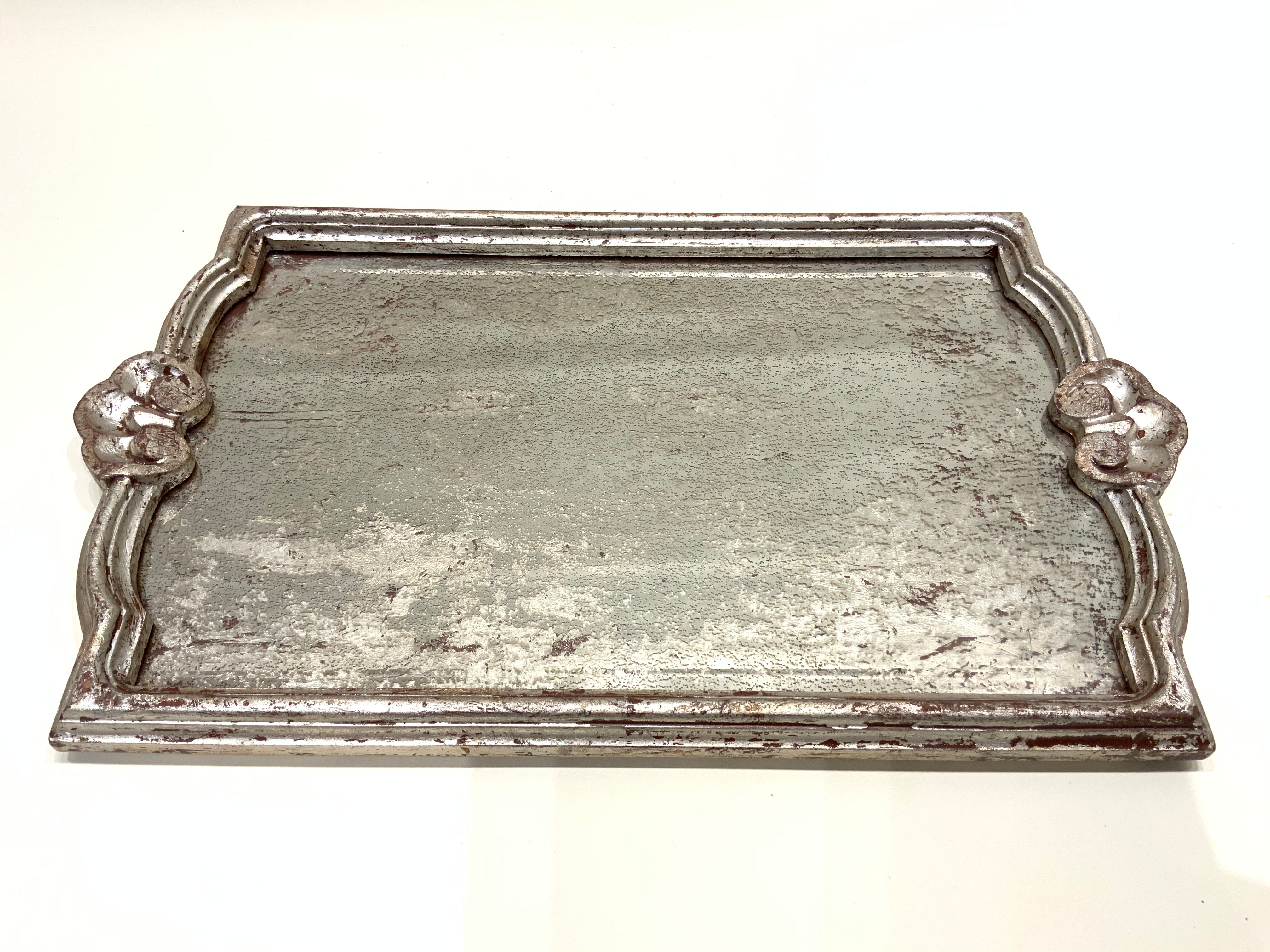 Rustic Silver Mirror Tray