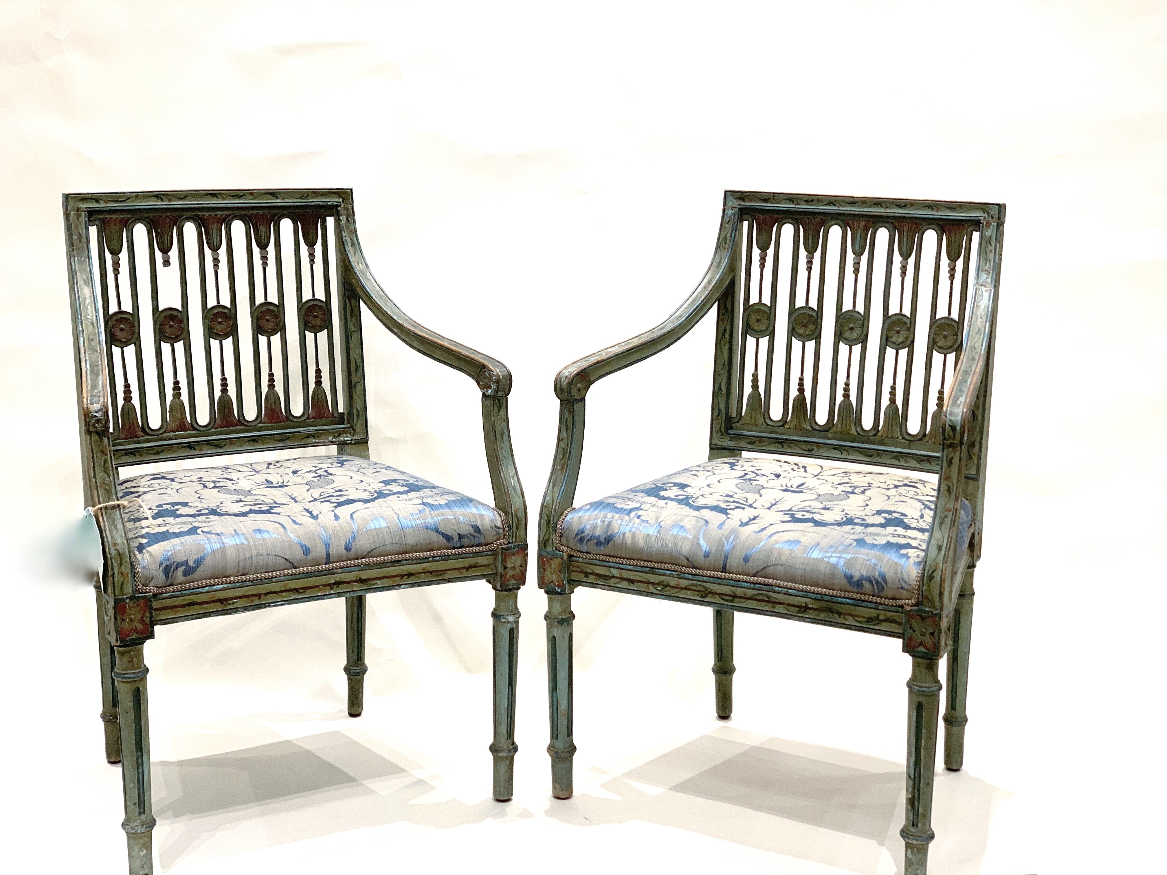 Pair of Antique Hand Painted Italian Chairs