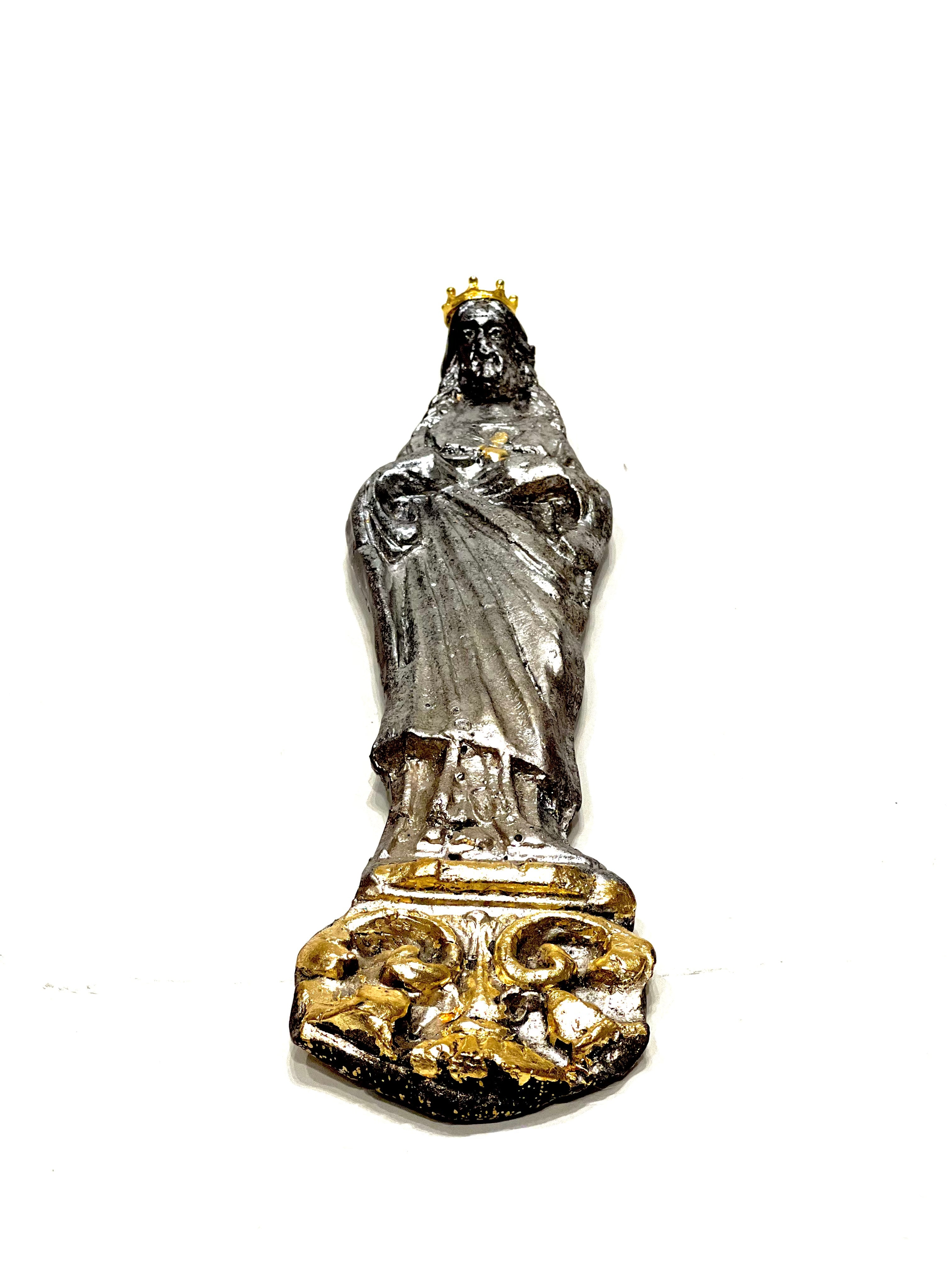 Sacred Heart of Jesus Pewter w/ Gold Crown
