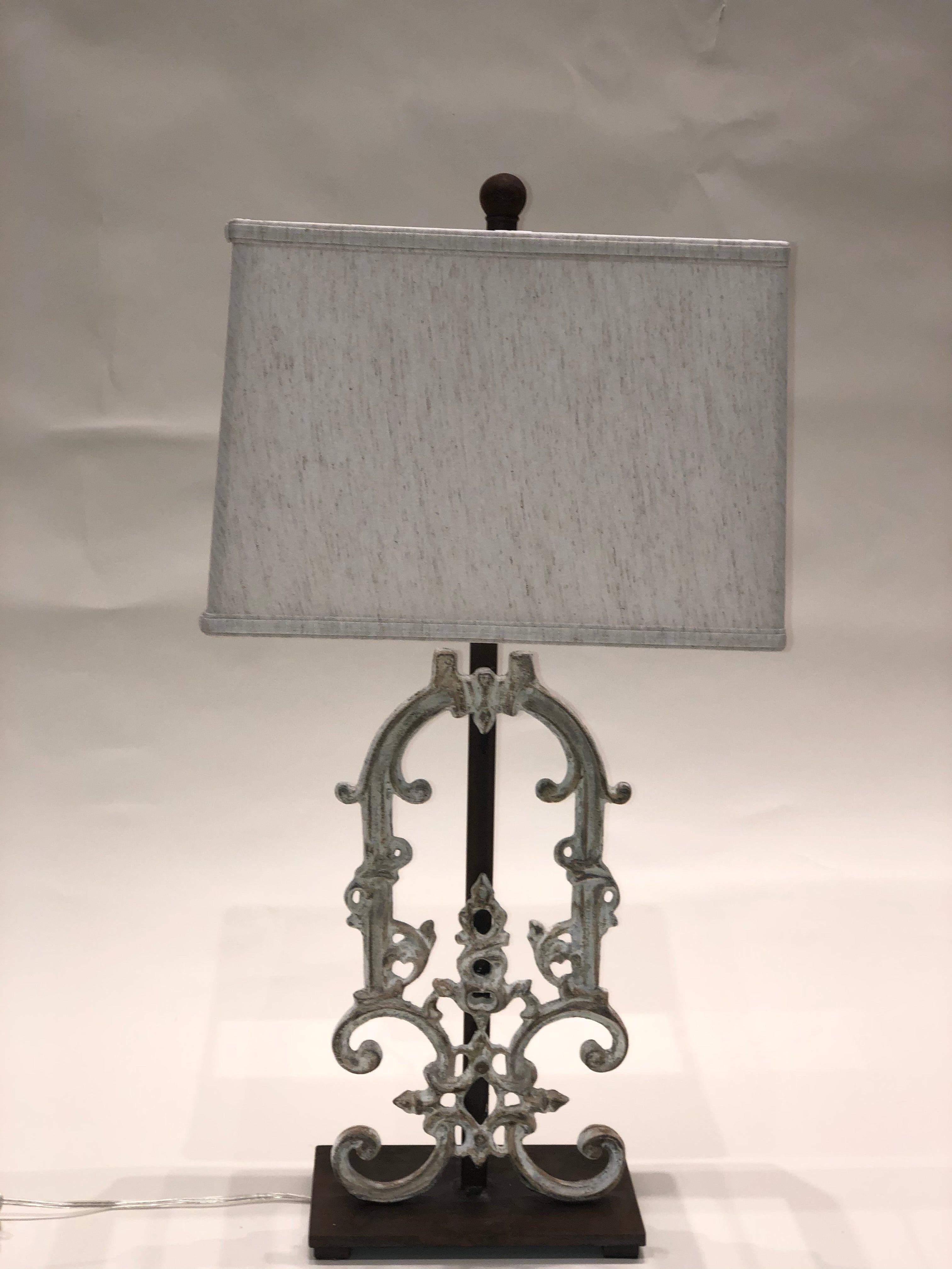 Antique Iron Lamp with Cream Finish