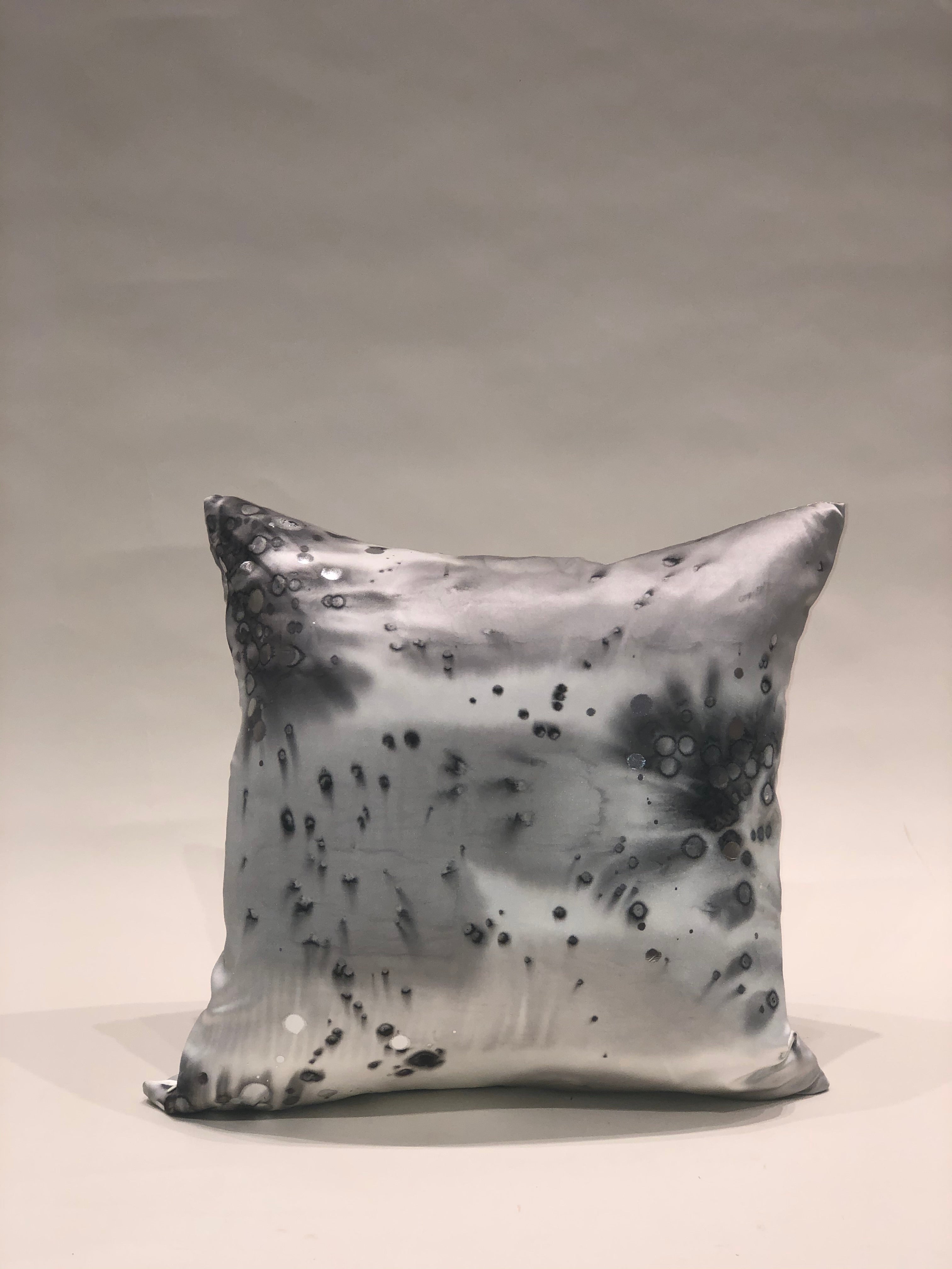 Grey and silver Silk Pillow